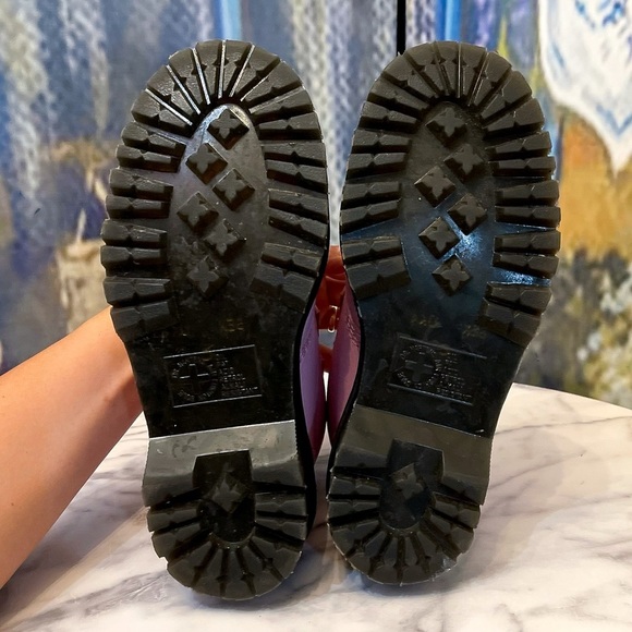 Dr. Martens Devon Heart Leather Platform Boots Buckle Pink Lavender 6 GUC - Picture 9 of 13